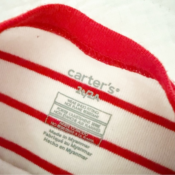CARTER’S Toddler Pajama Set Red White Stripes Love My Family 2T - Picture 3 of 5
